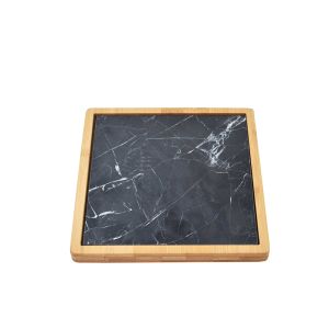 BILBAO ΠΛΑΤΩ ΣΕΡΒΙΡΙΣΜΑΤΟΣ 17x17x2cm ΜΑΡΜΑΡΟ ΜΑΥΡΟ ΛΕΥΚΟ BAMBOO ΦΥΣΙΚΟ