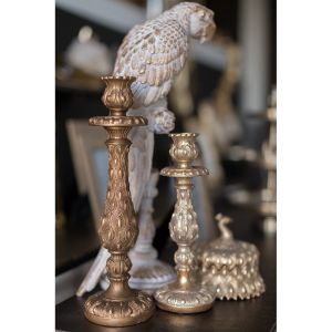PEACOCK ΚΗΡΟΠΗΓΙΟ 10x10x33cm POLYRESIN ΧΡΥΣΟ ΑΝΤΙΚΕ