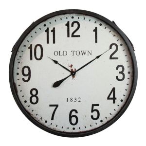 OLD TOWN ΡΟΛΟΪ ΤΟΙΧΟΥ 80x80x10cm ΜΕΤΑΛΛΟ ΜΑΥΡΟ ΛΕΥΚΟ ΓΥΑΛΙ