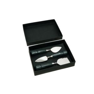 MARMO SET ΣΕΡΒΙΡΙΣΜΑΤΟΣ ΤΥΡΙΩΝ SET 3ΤΜΧ 18x5x2cm ΑΤΣΑΛΙ ΜΑΥΡΟ ΜΑΡΜΑΡΟ