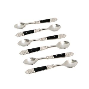 ROYAL ΚΟΥΤΑΛΙ ΓΛΥΚΟΥ SET 6TMX 15x3x1cm ΑΤΣΑΛΙ ΜΑΥΡΟ RESIN