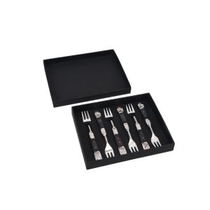 ROYAL ΠΙΡΟΥΝΙ ΓΛΥΚΟΥ SET 6TMX 15x2x1cm ΑΤΣΑΛΙ ΜΑΥΡΟ RESIN