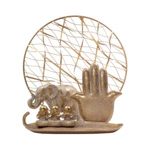 HAMSA ΔΙΑΚΟΣΜΗΤΙΚΟ ΤΟΙΧΟΥ 25x3x30cm POLYRESIN ΧΡΥΣΟ ΛΕΥΚΟ