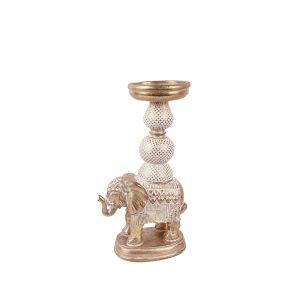 ELEPHAS 1 ΚΗΡΟΠΗΓΙΟ 15x9x28cm POLYRESIN ΧΡΥΣΟ ΛΕΥΚΟ