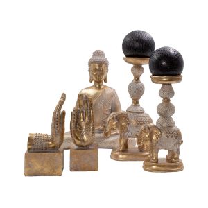 ELEPHAS 1 ΚΗΡΟΠΗΓΙΟ 15x9x28cm POLYRESIN ΧΡΥΣΟ ΛΕΥΚΟ