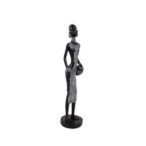 IRAMBA 1 ΔΙΑΚΟΣΜΗΤΙΚΗ ΦΙΓΟΥΡΑ 8x8x35cm POLYRESIN ΜΑΥΡΟ ΛΕΥΚΟ