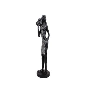 IRAMBA 2 ΔΙΑΚΟΣΜΗΤΙΚΗ ΦΙΓΟΥΡΑ 9x9x35cm POLYRESIN ΜΑΥΡΟ ΛΕΥΚΟ