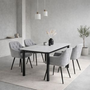 PLUTO ΤΡΑΠΕΖΙ ΛΕΥΚΟ ΜΕ ΟΨΗ ΜΑΡΜΑΡΟΥ 160x90x76cm