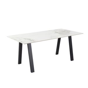 NOTTE ΤΡΑΠΕΖΙ ΛΕΥΚΟ ΠΕΤΡΑ ΜΑΥΡΟ 180x90x76cm