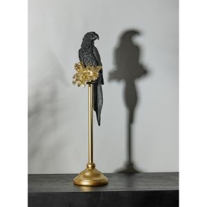 PERROQUET 1 ΔΙΑΚΟΣΜΗΤΙΚΟ ΠΑΠΑΓΑΛΟΣ 15x18x64cm POLYRESIN ΜΑΥΡΟ ΧΡΥΣΟ