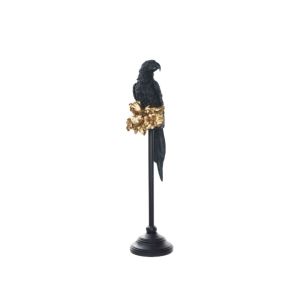 PERROQUET 2 ΔΙΑΚΟΣΜΗΤΙΚΟ ΠΑΠΑΓΑΛΟΣ 15x18x64cm POLYRESIN ΜΑΥΡΟ ΧΡΥΣΟ