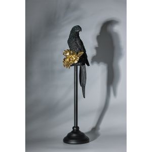 PERROQUET 2 ΔΙΑΚΟΣΜΗΤΙΚΟ ΠΑΠΑΓΑΛΟΣ 15x18x64cm POLYRESIN ΜΑΥΡΟ ΧΡΥΣΟ