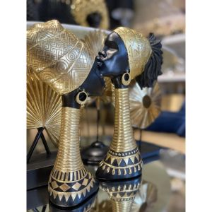 ABENI 2 ΔΙΑΚΟΣΜΗΤΙΚΗ ΦΙΓΟΥΡΑ 19x7x33cm POLYRESIN ΜΑΥΡΟ ΧΡΥΣΟ
