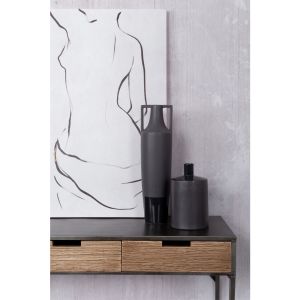 AIMA ΒΑΖΟ 14x14x49cm ΚΕΡΑΜΙΚΟ ΑΝΘΡΑΚΙ ΜΑΤ SILVER GUN