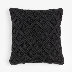 AL MANO ΔΙΑΚΟΣΜΗΤΙΚΟ ΜΑΞΙΛΑΡΙ 45x45x5cm ΒΑΜΒΑΚΙ ΜΑΥΡΟ POLYESTER