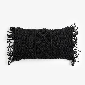 AL MANO ΔΙΑΚΟΣΜΗΤΙΚΟ ΜΑΞΙΛΑΡΙ 45x45x5cm ΒΑΜΒΑΚΙ ΜΑΥΡΟ POLYESTER