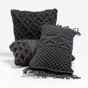 AL MANO ΔΙΑΚΟΣΜΗΤΙΚΟ ΜΑΞΙΛΑΡΙ 45x45x5cm ΒΑΜΒΑΚΙ ΜΑΥΡΟ POLYESTER