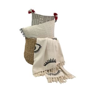 EYES WHITE ΡΙΧΤΑΡΙ ΔΙΑΚΟΣΜΗΤΙΚΟ 130x170cm ΒΑΜΒΑΚΙ ΛΕΥΚΟ ΜΑΥΡΟ