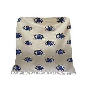 EYES BLUE ΡΙΧΤΑΡΙ ΔΙΑΚΟΣΜΗΤΙΚΟ 130x170cm ΒΑΜΒΑΚΙ ΛΕΥΚΟ ΜΠΛΕ