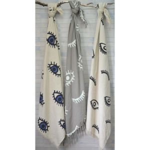 EYES BLUE ΡΙΧΤΑΡΙ ΔΙΑΚΟΣΜΗΤΙΚΟ 130x170cm ΒΑΜΒΑΚΙ ΛΕΥΚΟ ΜΠΛΕ