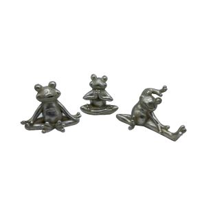 FROGGIES ΔΙΑΚΟΣΜΗΤΙΚΟ ΒΑΤΡΑΧΟΣ SET 3ΤΜΧ 16x8x11cm POLYRESIN ΑΣΗΜΙ