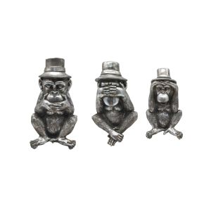 MONKIES ΔΙΑΚΟΣΜΗΤΙΚΟ ΜΑΪΜΟΥ SET 3ΤΜΧ 14x13x22cm POLYRESIN ΑΣΗΜΙ