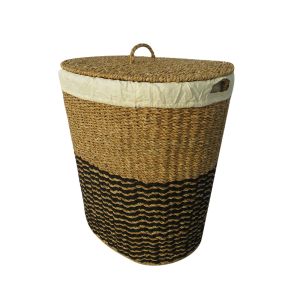 NIKKI ΚΑΛΑΘΙ ΜΕ ΚΑΠΑΚΙ 50x50x50cm SEAGRASS ΦΥΣΙΚΟ ΜΑΥΡΟ HOGLA ROPE ΛΕΥΚΟ