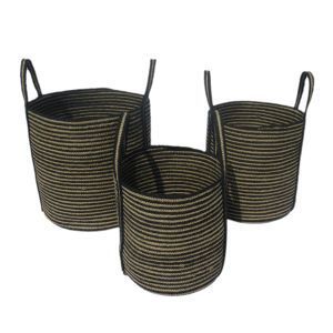 YIRMI ΚΑΛΑΘΙ SET 3ΤΜΧ 40x40x40cm ΓΙΟΥΤΑ ΦΥΣΙΚΟ ΜΑΥΡΟ