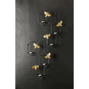 HIVE ΚΗΡΟΠΗΓΙΟ ΤΟΙΧΟΥ 30x9x45cm ΜΕΤΑΛΛΟ ΜΑΥΡΟ ΧΡΥΣΟ