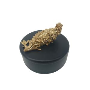 BLOOM ΚΟΥΤΙ ΑΠΟΘΗΚΕΥΣΗΣ 12x12x9cm POLYRESIN ΜΑΥΡΟ ΧΡΥΣΟ