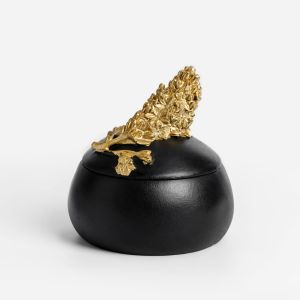 BLOOM ΚΟΥΤΙ ΑΠΟΘΗΚΕΥΣΗΣ 10x10x10cm POLYRESIN ΜΑΥΡΟ ΧΡΥΣΟ