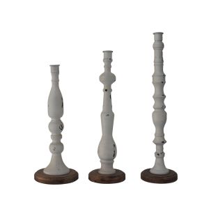 LA POUPEE ΚΗΡΟΠΗΓΙΟ SET 3ΤΜΧ 11x11x45cm ΜΕΤΑΛΛΟ ΛΕΥΚΟ ΦΥΣΙΚΟ ΞΥΛΟ