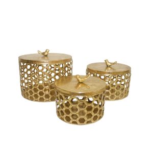 HIVE ΚΟΥΤΙ ΑΠΟΘΗΚΕΥΣΗΣ ΣΕΤ 3ΤΜΧ 25x25x21cm ΜΕΤΑΛΛΟ ΧΡΥΣΟ