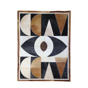 WATCH ΧΑΛΙ ΣΑΛΟΝΙΟΥ 150x200cm ΔΕΡΜΑ ΜΑΥΡΟ ΛΕΥΚΟ ΚΑΦΕ ΜΑΛΛΙΝΟ ΜΠΕΖ