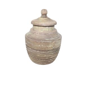 INDI ΔΟΧΕΙΟ ΑΠΟΘΗΚΕΥΣΗΣ ΜΕ ΚΑΠΑΚΙ 12x12x18cm ΞΥΛΟ ΦΥΣΙΚΟ ANTIKE