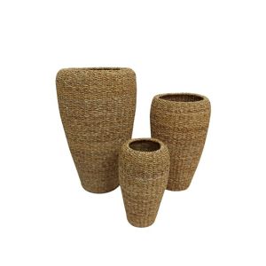 NEREA TALL ΓΛΑΣΤΡΑ SET 3ΤΜΧ 43x43x70cm SEAGRASS ΦΥΣΙΚΟ ΜΕΤΑΛΛΟ