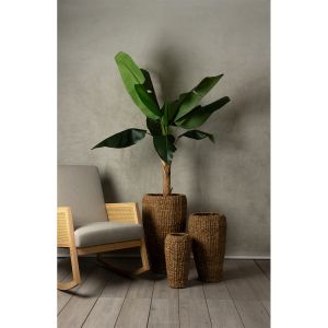 NEREA TALL ΓΛΑΣΤΡΑ SET 3ΤΜΧ 43x43x70cm SEAGRASS ΦΥΣΙΚΟ ΜΕΤΑΛΛΟ