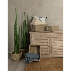 NILE ΚΑΛΑΘΙ SET 3ΤΜΧ 45x35x30cm KANSGRASS ΦΥΣΙΚΟ ΛΕΥΚΟ PVC