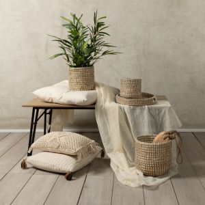 NILE ΚΑΣΠΩ SET 3ΤΜΧ 25x25x25cm KANSGRASS ΦΥΣΙΚΟ ΛΕΥΚΟ PVC