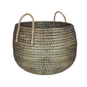 KENYA L ΚΑΛΑΘΙ ΑΠΟΘΗΚΕΥΣΗΣ 43x43x36cm KANSGRASS ΦΥΣΙΚΟ ΜΑΥΡΟ PVC