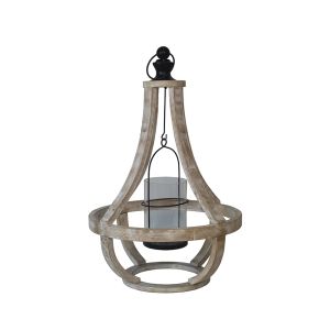 ESMA ΦΑΝΑΡΙ 35x35x52cm ΞΥΛΟ ΦΥΣΙΚΟ ΓΥΑΛΙ