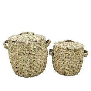 MALIA ΚΑΛΑΘΙ ΜΕ ΚΑΠΑΚΙ SET 2ΤΜΧ 45x45x50cm ΥΑΚΙΝΘΟΣ ΦΥΣΙΚΟ ΣΙΔΕΡΟ