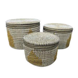 KAIA ΚΑΛΑΘΙ ΜΕ ΚΑΠΑΚΙ SET 3ΤΜΧ 35x35x25cm KANSGRASS ΠΟΛΥΧΡΩΜΟ PVC