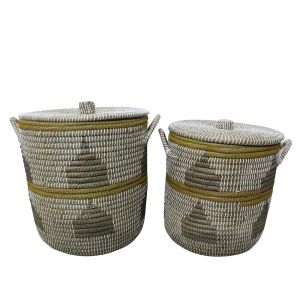 KAIA ΚΑΛΑΘΙ ΜΕ ΚΑΠΑΚΙ SET 2ΤΜΧ 45x45x50cm KANSGRASS ΠΟΛΥΧΡΩΜΟ PVC