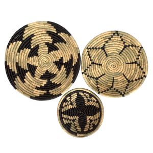 JABBAR ΔΙΑΚΟΣΜΗΤΙΚΟ ΤΟΙΧΟΥ ΣΕΤ 3ΤΜΧ 56x56x9cm SEAGRASS ΦΥΣΙΚΟ ΜΑΥΡΟ