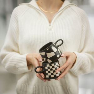 BLEND ΚΟΥΠΑ 8x8x8cm STONEWARE ΜΑΥΡΟ ΛΕΥΚΟ