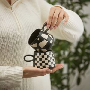 BLEND ΚΟΥΠΑ 8x8x8cm STONEWARE ΜΑΥΡΟ ΛΕΥΚΟ