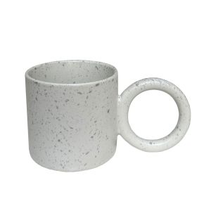 TERRAZZO ΚΟΥΠΑ 8x8x8cm STONEWARE ΛΕΥΚΟ ΓΚΡΙ