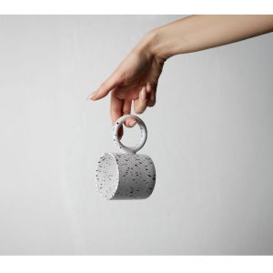 TERRAZZO ΚΟΥΠΑ 8x8x8cm STONEWARE ΛΕΥΚΟ ΓΚΡΙ