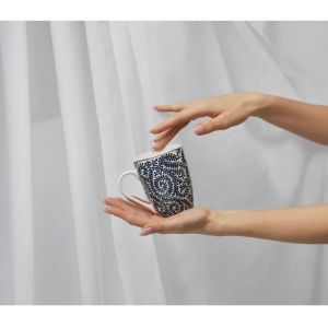 FLEUR ΚΟΥΠΑ 8x8x11cm NEW BONE CHINA ΛΕΥΚΟ ΜΠΛΕ ΧΡΥΣΟ